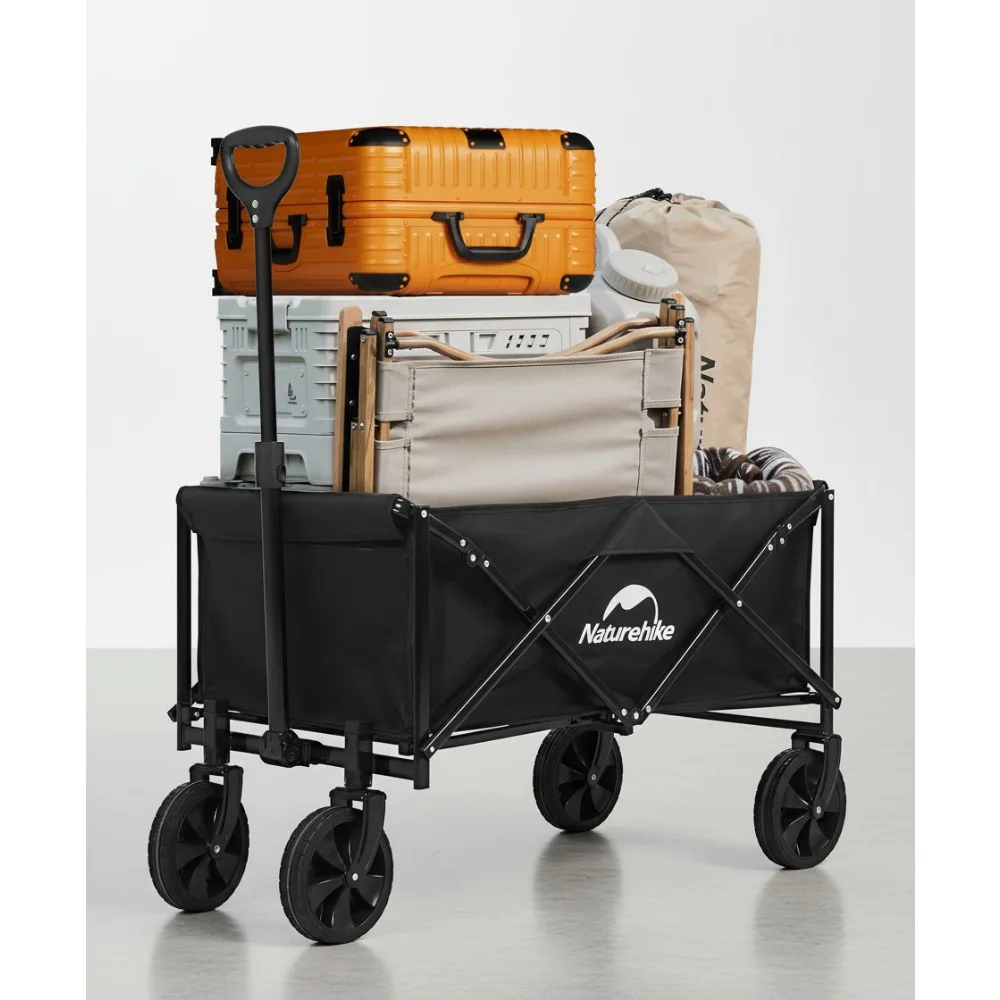 

Foldable Collapsible Wagon Cart with Wheels, Heavy Duty Portable Garden Cart for Camping Grocery Shopping Sports