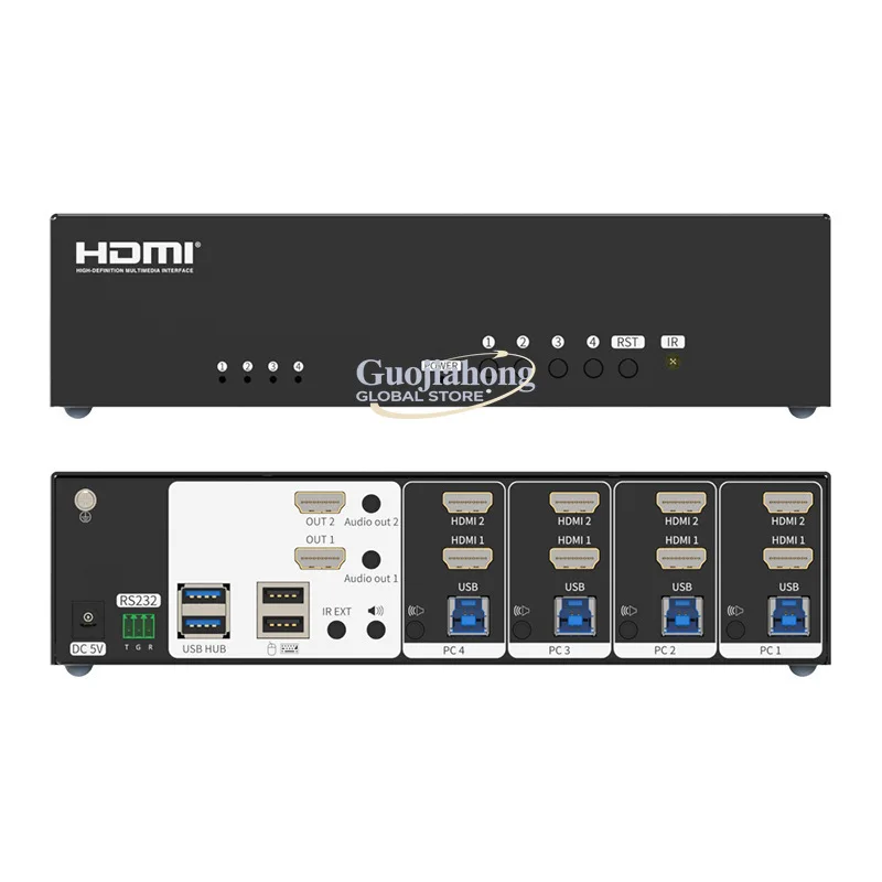 eKL 412HW dual screen seamless HD&MI four in two out switch USB3.0 transmission high definition 4K@30 switch