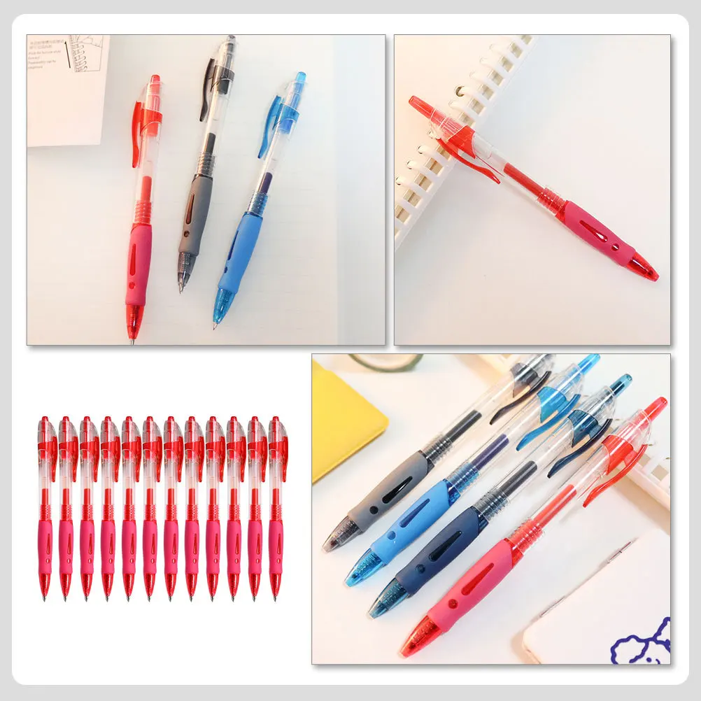 

12Pcs Office Gel Pen Antiskid Smooth Writing Pen Plastic Supply Writing Accessory Student Accessory