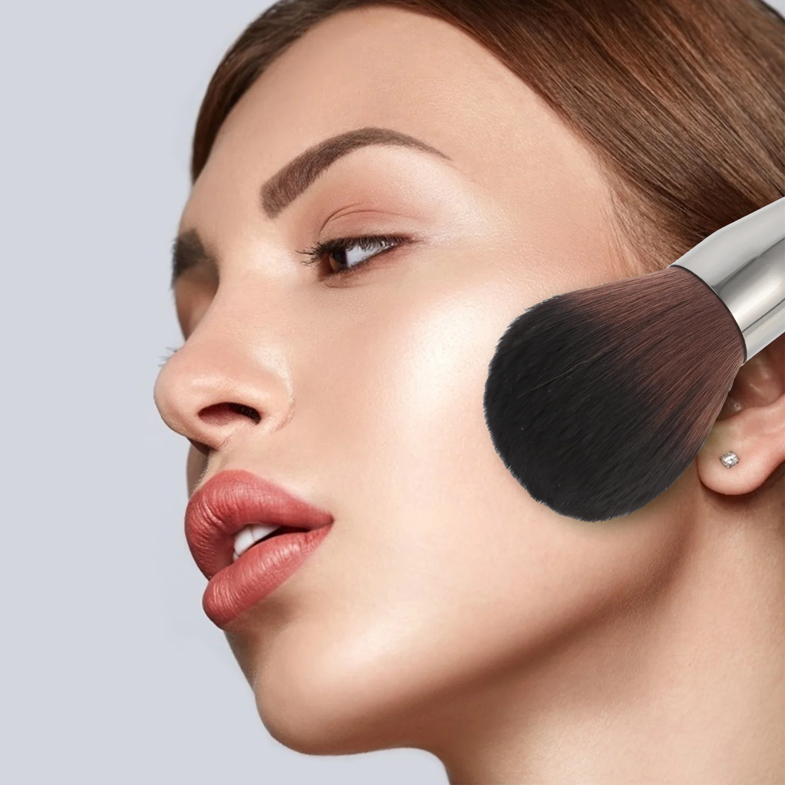 1 ud. Brocha para polvos faciales de alta densidad, pulido de polvos naturales, brocha profesional para base para colorete líquido, herramienta de maquillaje compacta