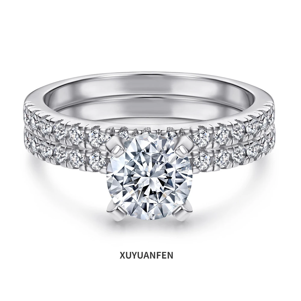 

XUYUANFEN New Personalized Girls S925 Sterling Silver Ring Set with Layered Combination Ring Set for Wedding Platinum