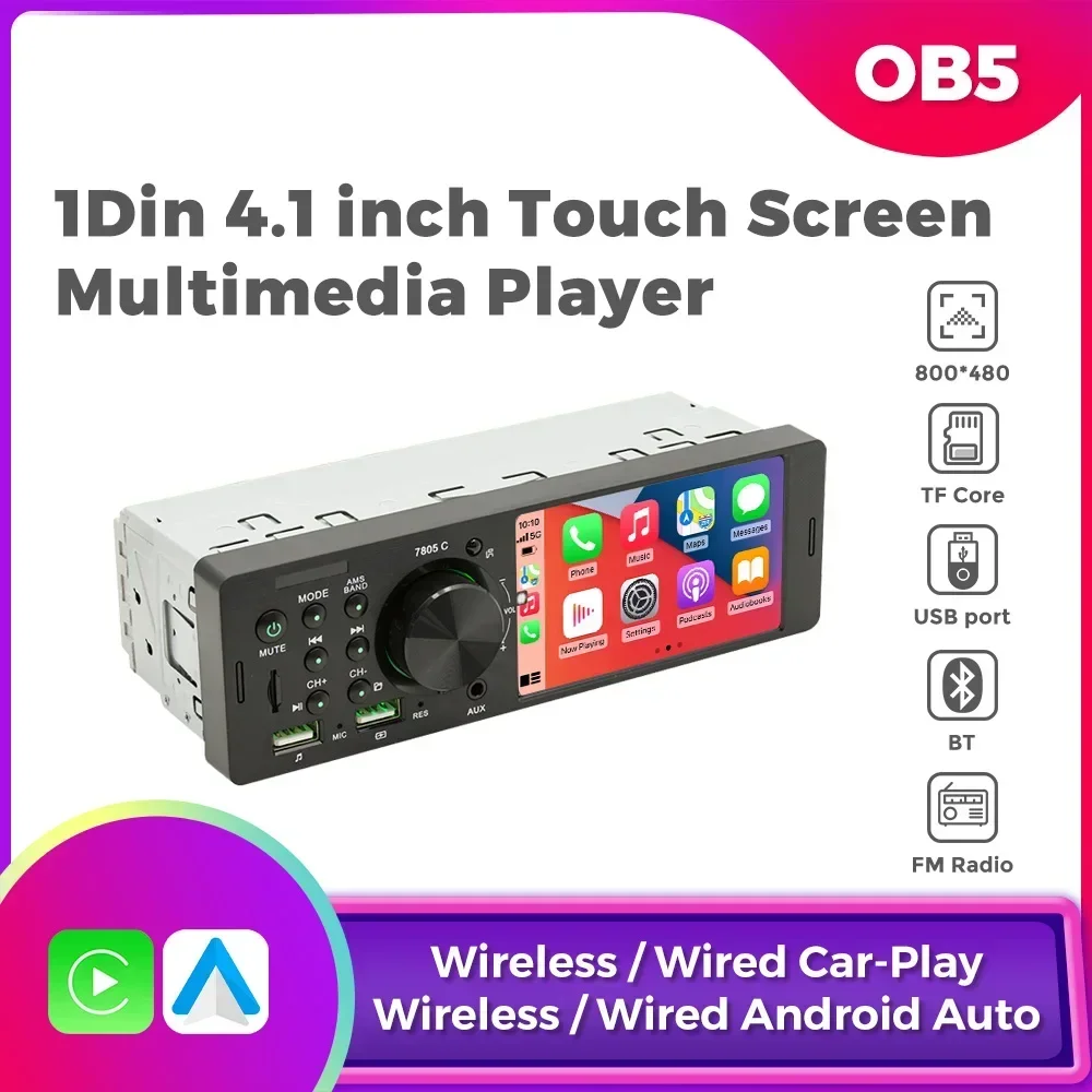 4.1 Inch 1Din Car Radio Multimedia Video MP5 Player Smart BT5.0 FM Stereo USB Autoradio Mirror Link Steering Wheel Control Audio