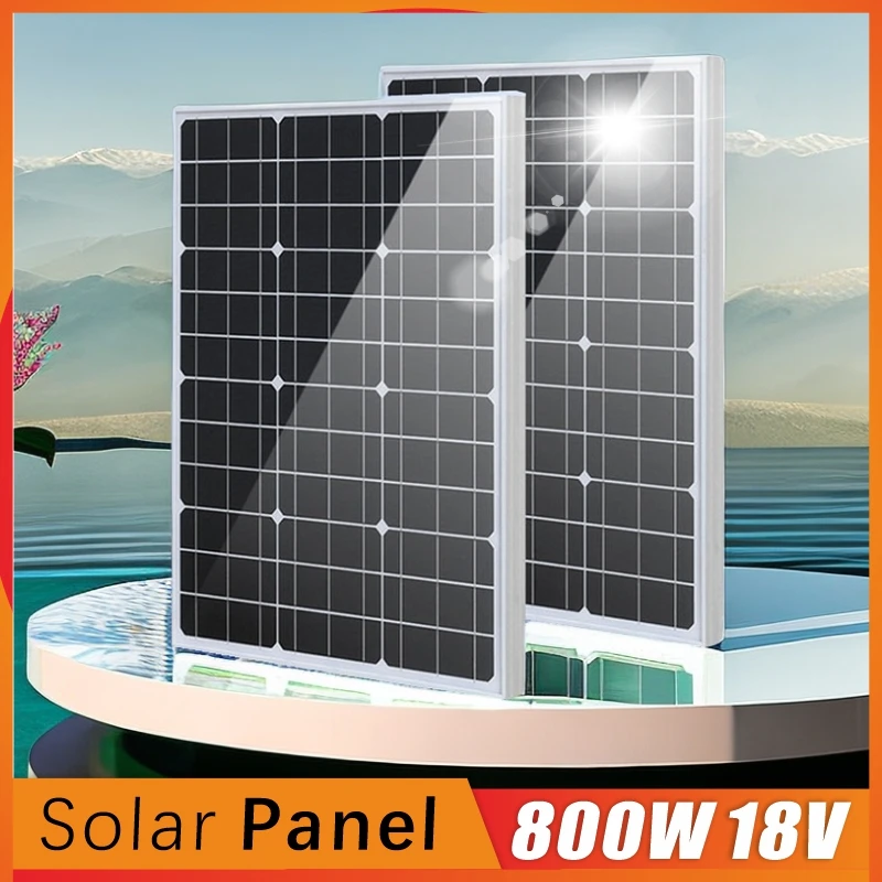 

800W 18V Solar Panel Glass Aluminum Frame Single Crystal Car Battery Charger Household Recreational Vehicle RV Roof Street Lamp