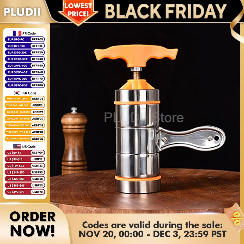 Handmatige noedelmachine van roestvrij staal met 6 pastavormen Multifunctionele pastamachine voor het kookgereedschap in de keuken