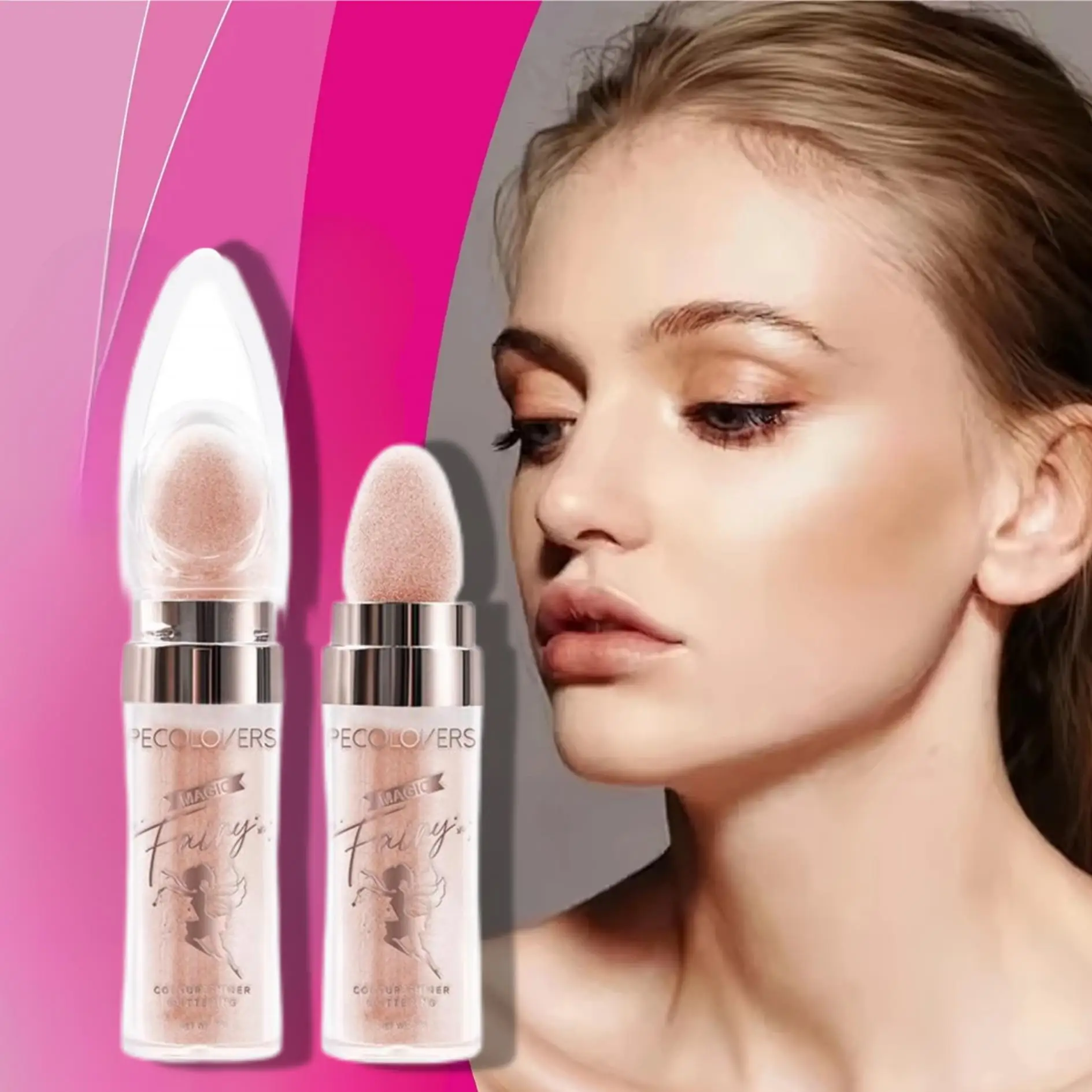 Vibrant Highlighter Powder,Natural 3D Effect,Magic Fairy Patting Powder High Gloss,Sparkling,Ideal Parties