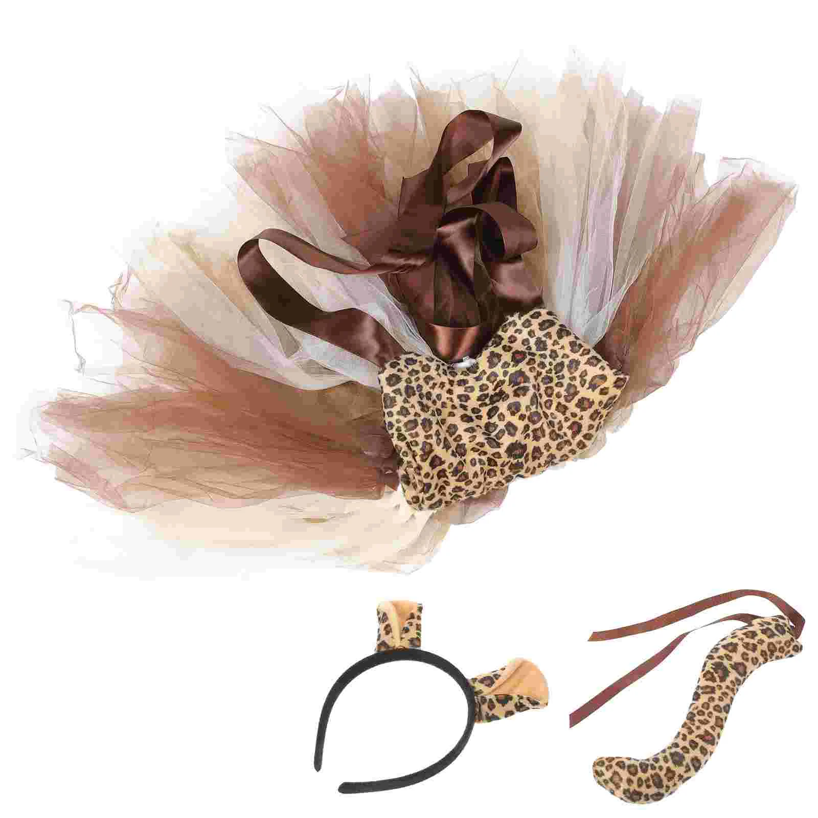 

Leopard Dress Girls Halloween Animal Party Suit Clothing Set Stuffed Animals for