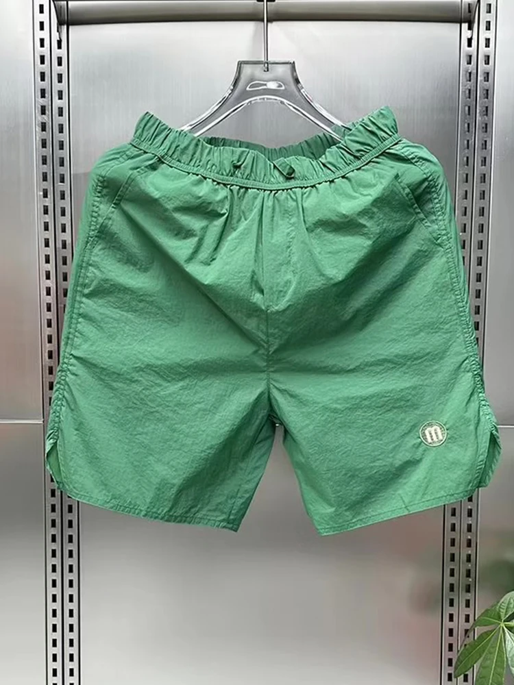 

High-End Ice Silk Men's orts Faionable Embroidered Thin Summer Beach Casual Loose Fit Five-Quarter Length Trendy Brand