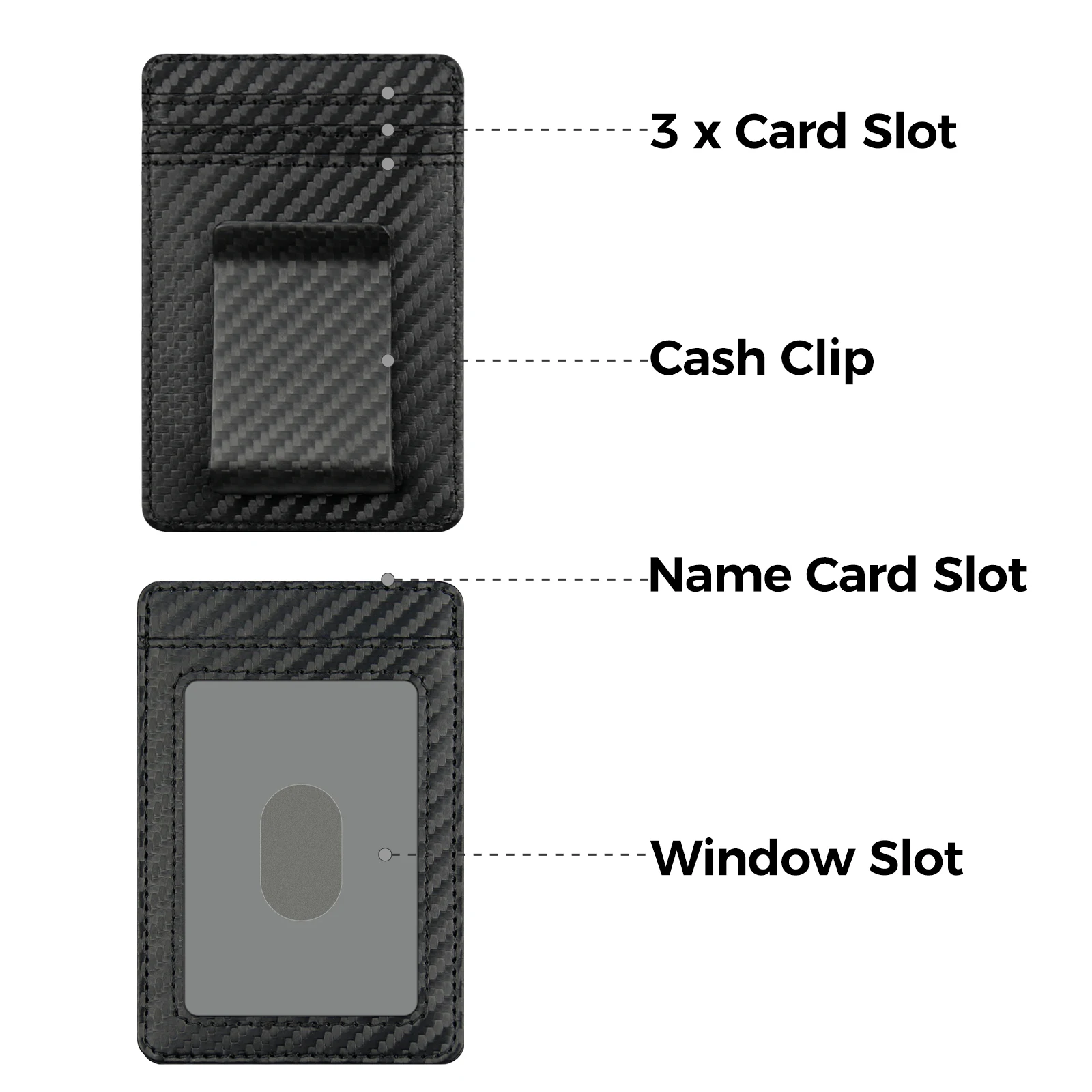 Luxury 2 in 1 Slim Carbon Fiber Separable Wallet Quality Ultra-Thin PU Card Holder and Money Clip for Men
