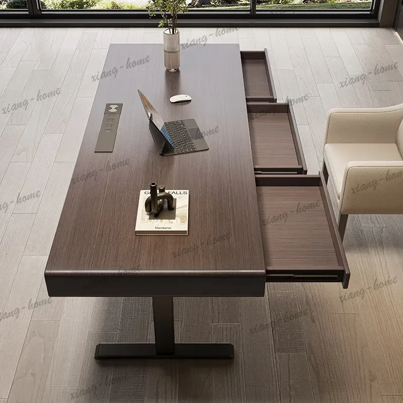 LD Italian Minimalist Intelligent Electric Height Adjustable Desk Modern High End Wooden Computer Office Desk Home Furniture