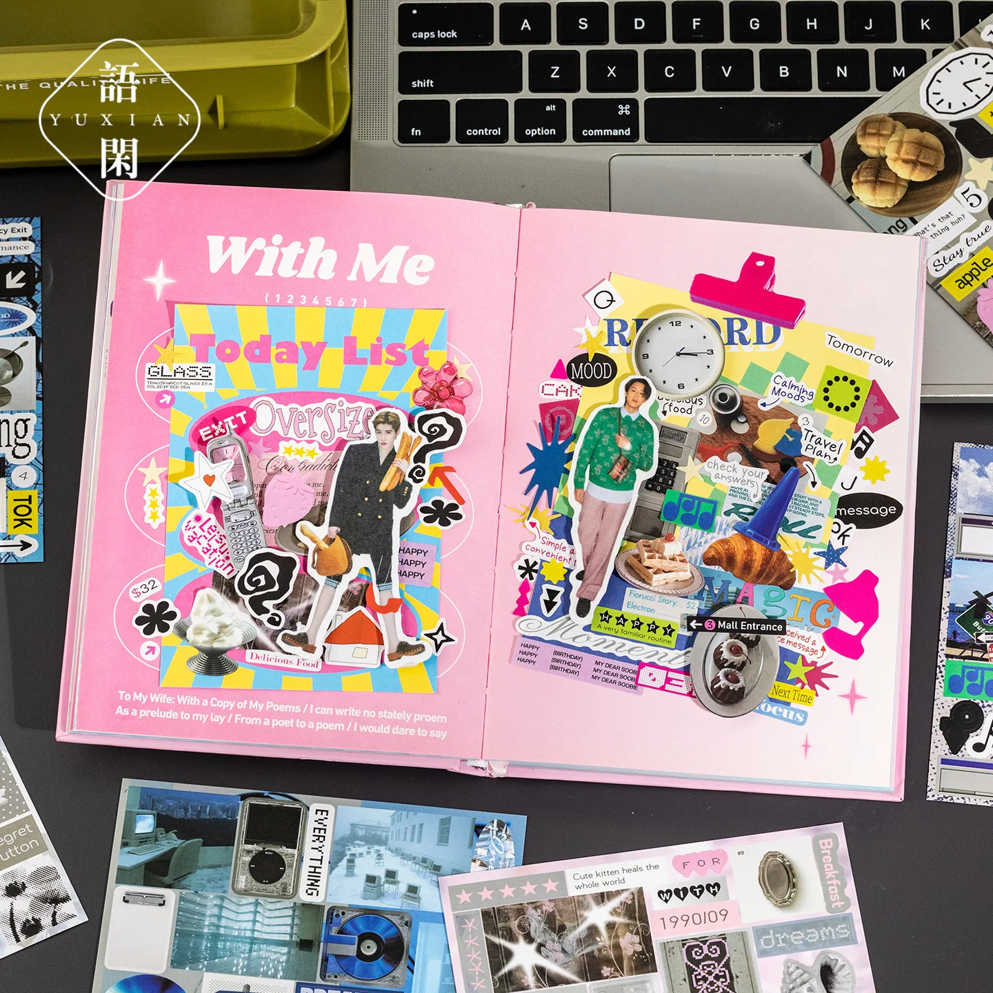 20pcs Stickers Book Korean Ins Style Elements Film Die-cutting Sticker Book Diy Handmade Scrapbook Aesthetic Stationery