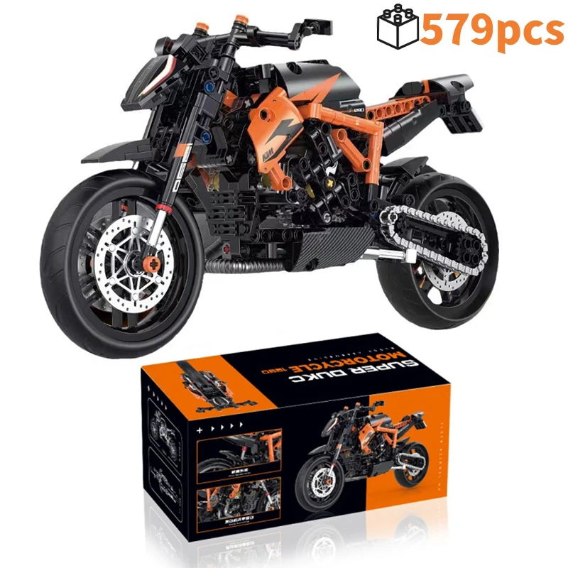 Technical Motorcycle Building Blocks Bricks Duke Harleys Motorbike Locomotive Road Racer Car Assemble Model Vehicle Toy Kid Gift