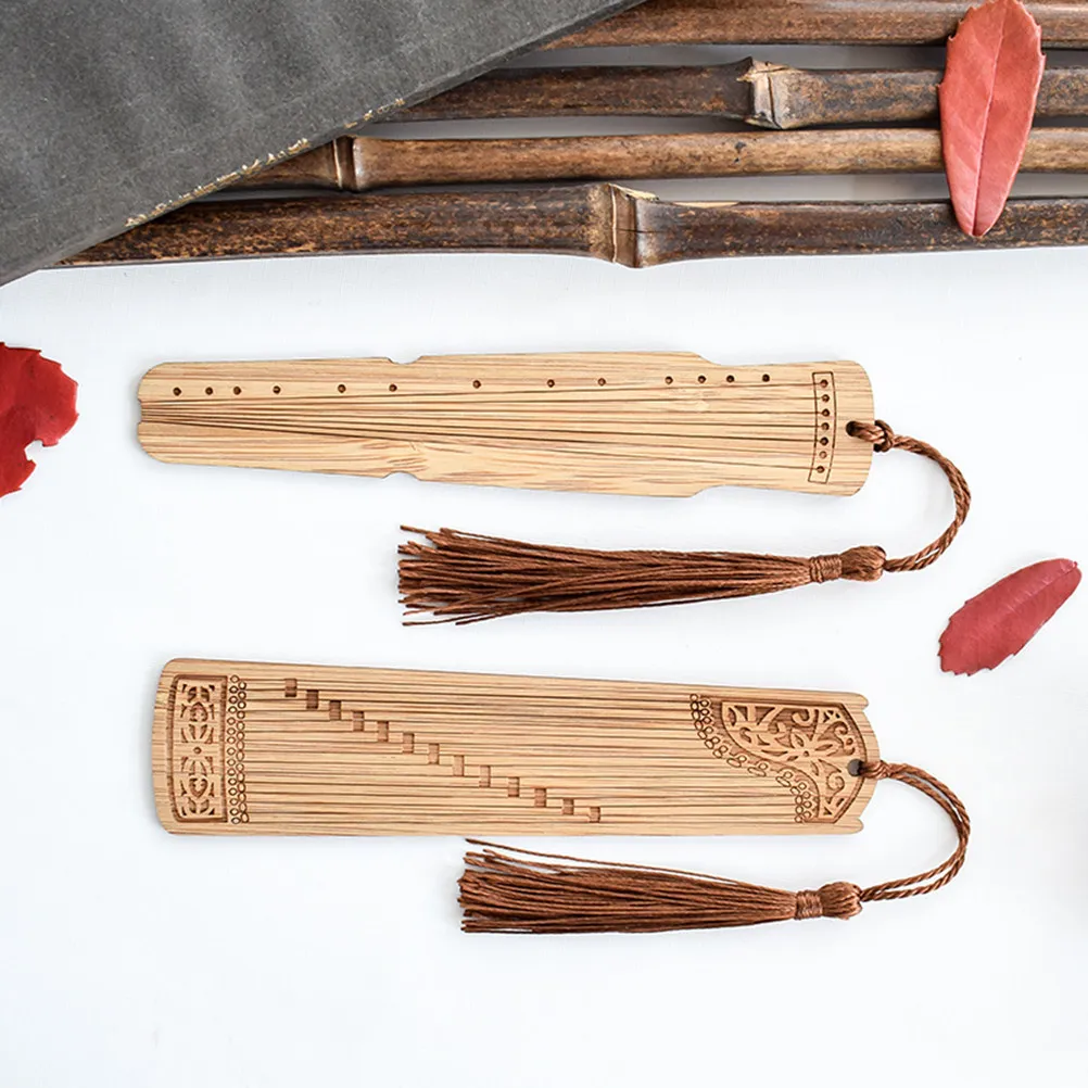 

12Pcs Bamboo Bookmarks Handcrafted Guqin Inspired Bookmark Functional and Decorative Gift for Literature Enthusiasts Graduation