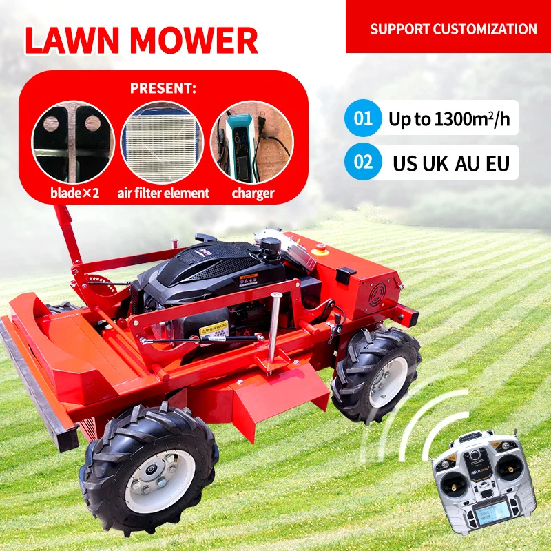 Customized Agriculture Engine 23.6IN Wheel Robot 225cc Self Propelled Garden Remote Control Lawn Mower