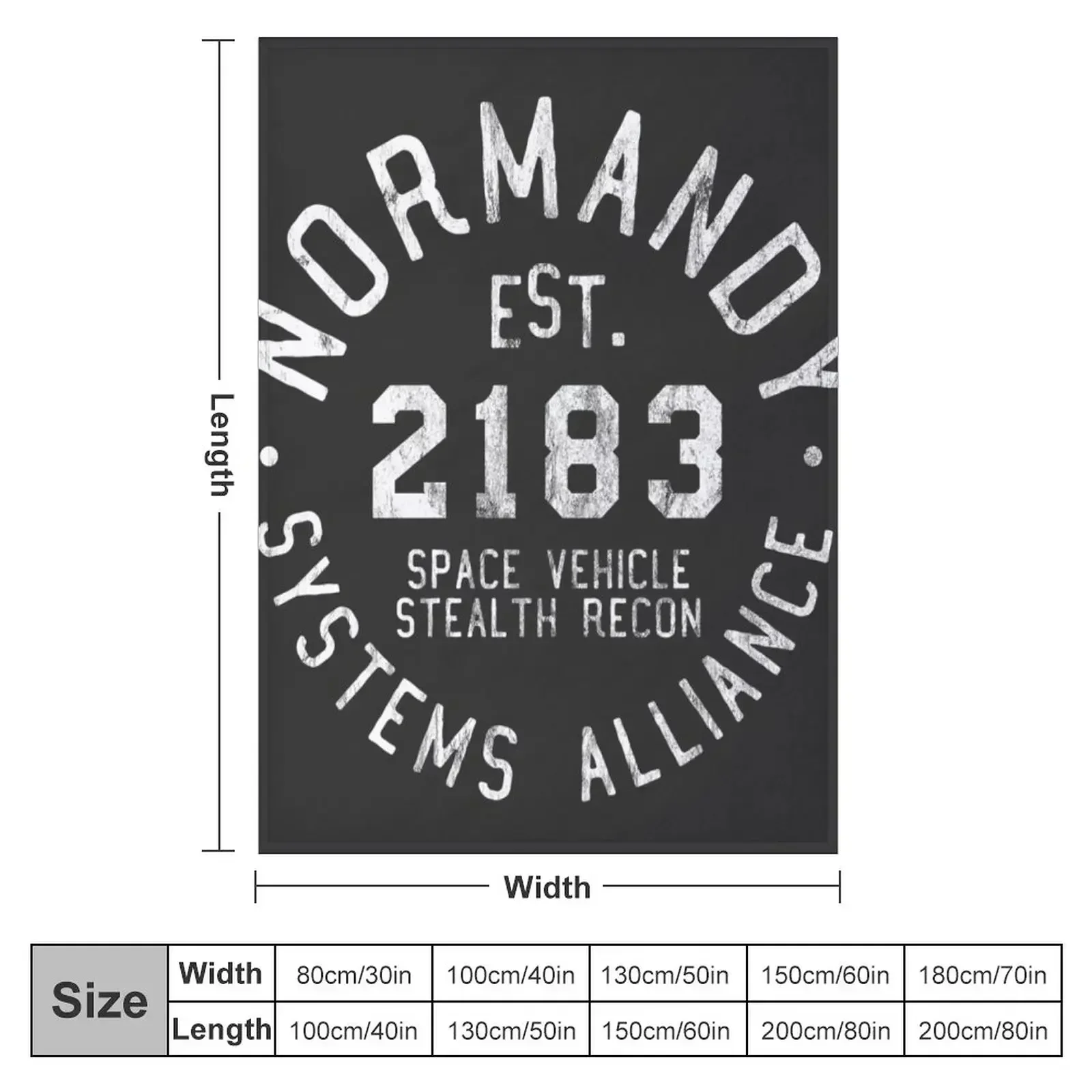SSV Normandy Athletic Shirt | Mass Effect Athletic Style | White Print Throw Blanket