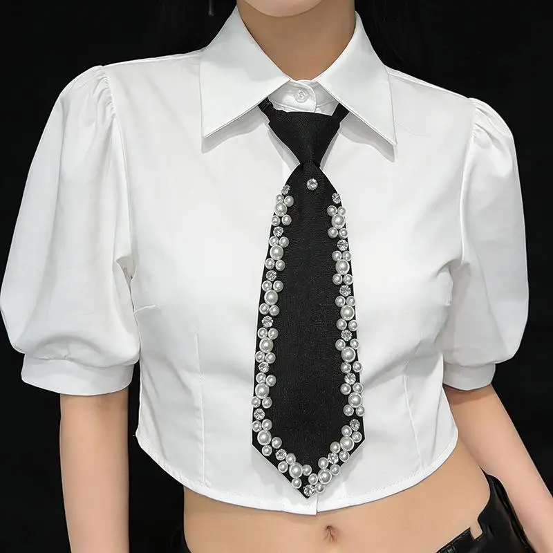 Vorgefertigte schwarze modische Krawatten mit Kunstperlen-Strass-Verzierung, perfekt für Partys, Hochzeiten, den Alltag und besondere Anlässe. – Detail 19