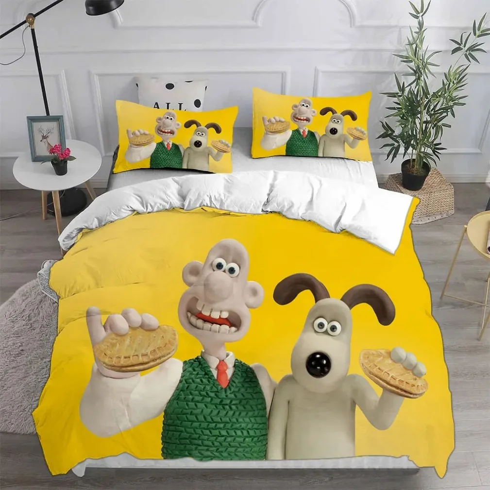 Cartoon movie Wallace and Gromit dog Poster Duvet Cover Sets, Wallace & Gromit Bedding Sets Kids Adult Size