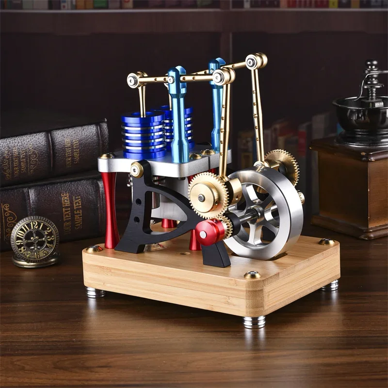 A Type Twin Cylinder Twin Piston Alpha Balance Stirling Engine Science Education Physics Experiment Model Toy - M20-T