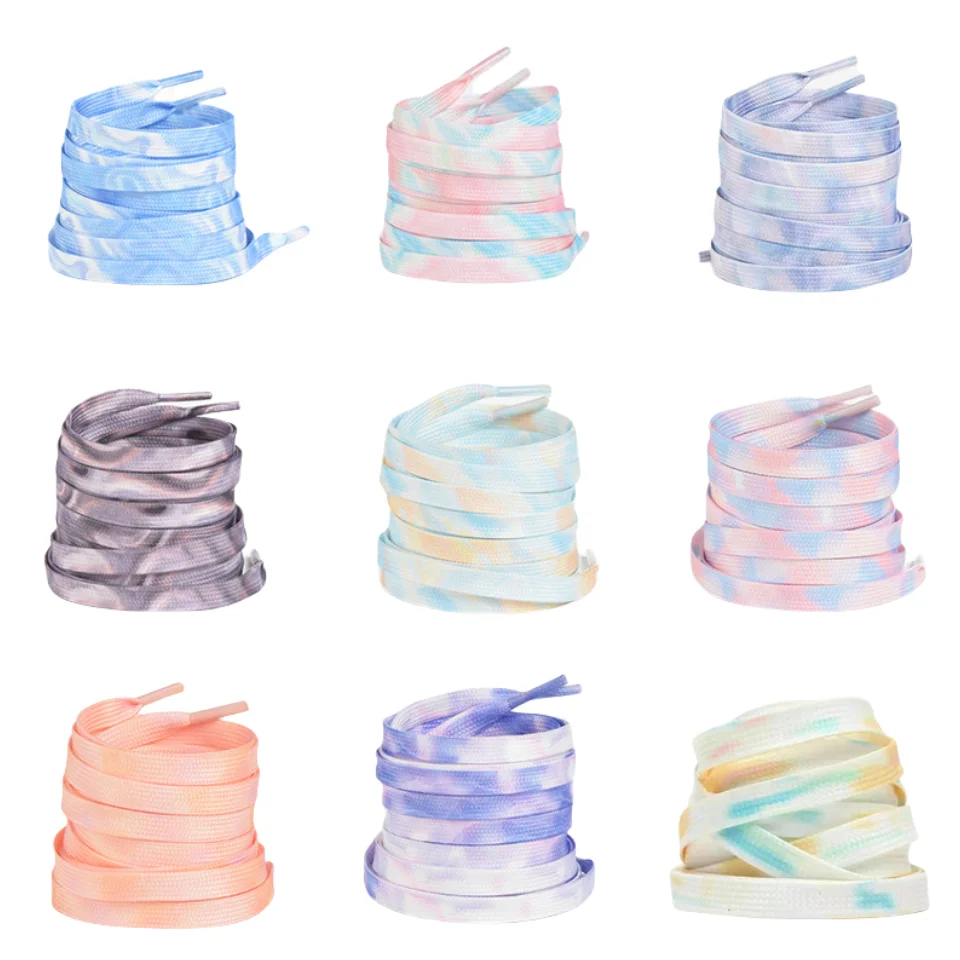 

1pair Fashion Colored Flat Shoelaces Tie Dye Fashion Hiking Boot Laces Shoe Cords Shoe Strings Colored Shoe Laces For Sneakers