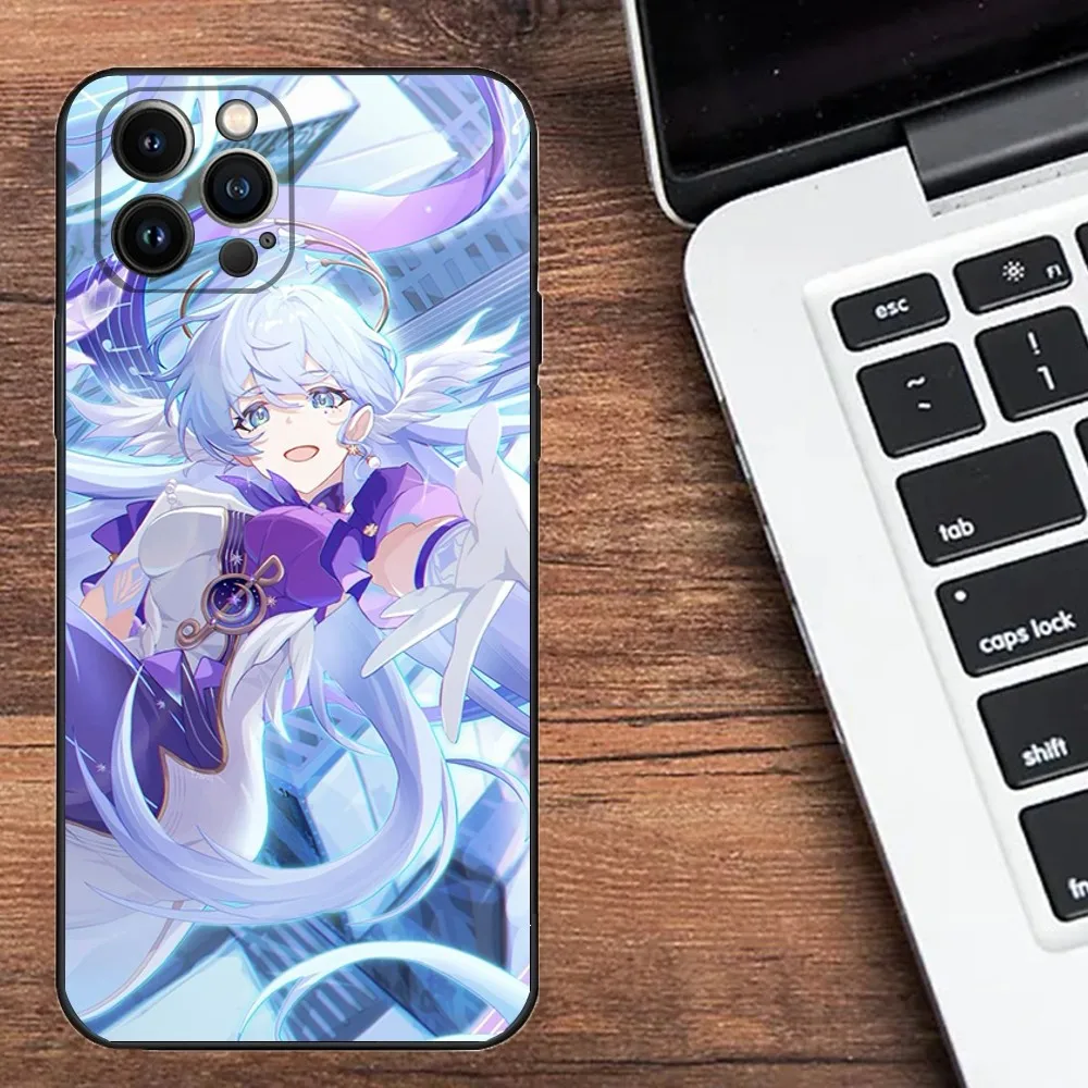 Game H-Honkai Star R-Rail Robin Phone Case For Apple iPhone 15,14,13,12,11,XS,XR,X,8,7,Pro,Max,Plus,mini Silicone Black Cover