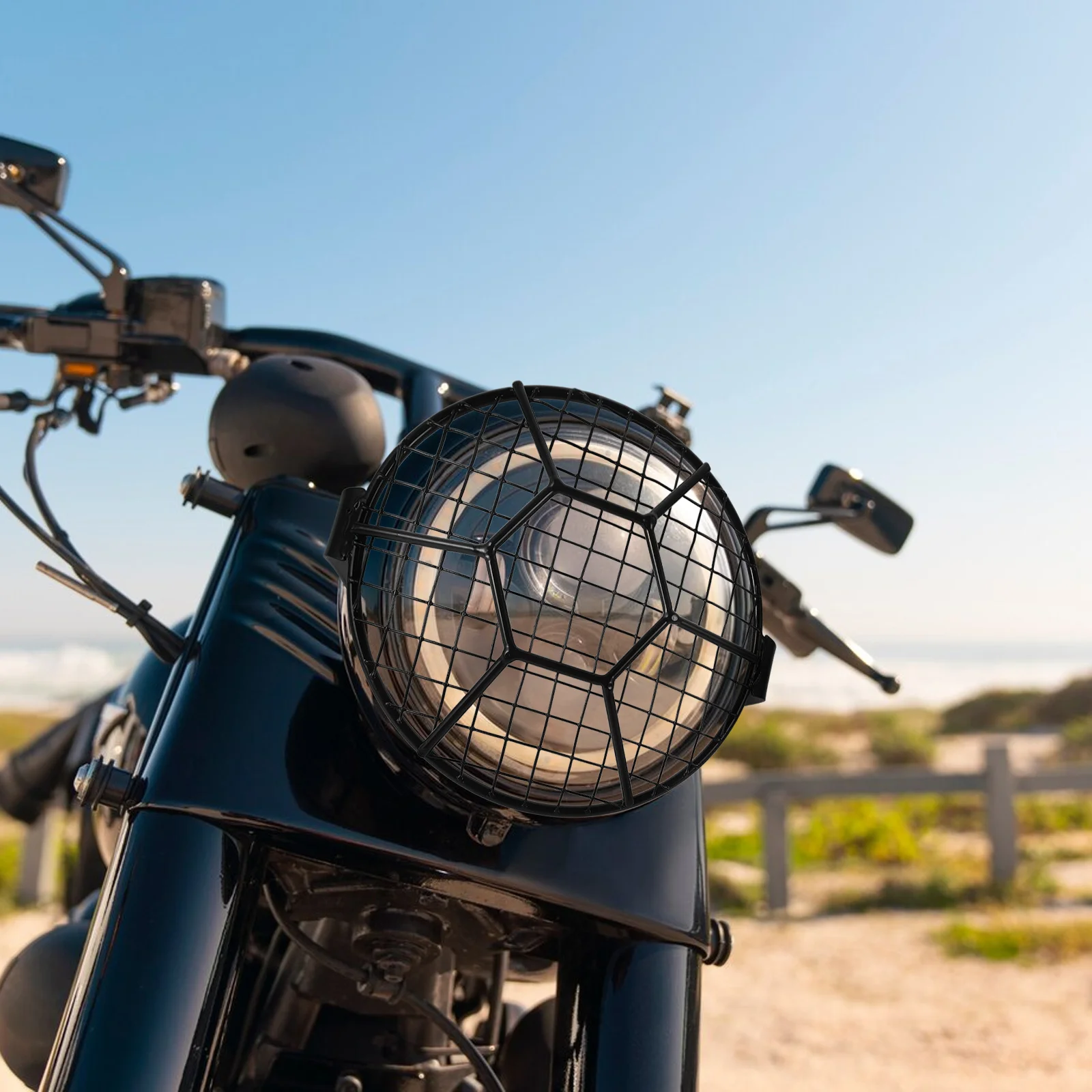 

Motorcycle Headlight Protector Vintage Mesh Design Front Headlight Guard Headlamp Grill Cover Shield Durable Protection
