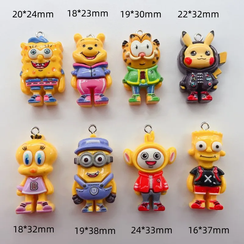 10pcs Cartoon Resin Charm Cute Earring Pendant Keychain Necklace Jewelry Accessories for DIY Making Crafts