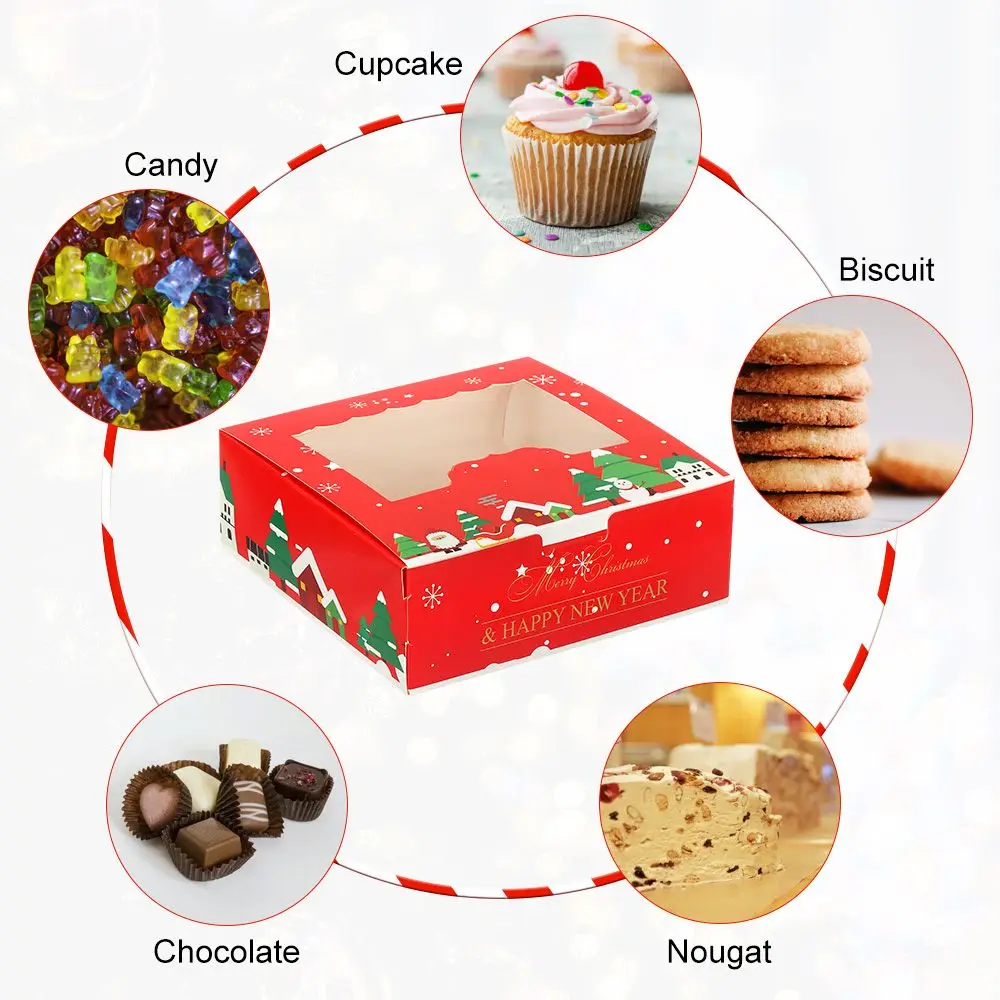 1/10pcs Chocolate 4 Cup Cupcake Gift Wrapping Box Christmas Cardboard Cake Boxes Christmas Gift Box Cake Packaging Box