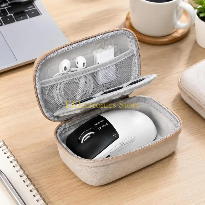 B03C Hard EVA Mouse Storage Case with Divided Interior, Accessory Compartment, Full-Edged Fastener, and Exterior Clip