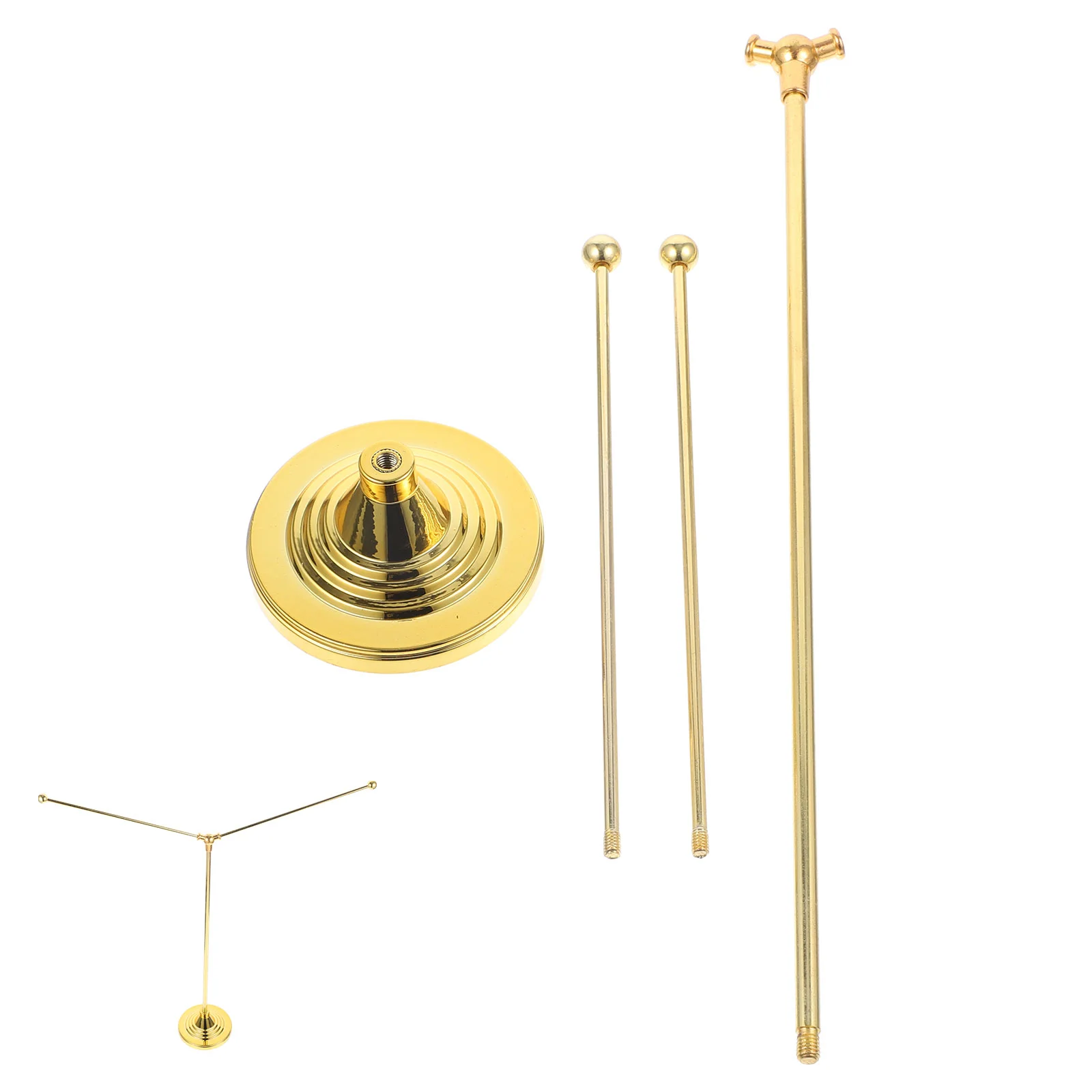 Flag Holder Table Pole with Base Metal Stick Flagpole Small Stand Golden Office