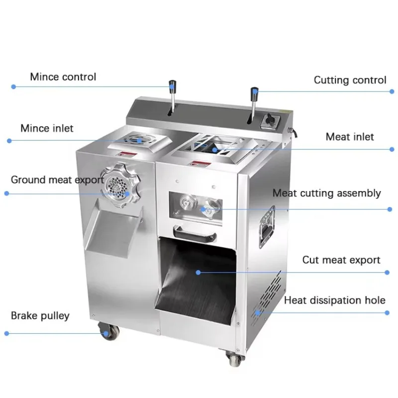 Hot Seal Meat Grinder Functional Stainless Steel Chicken Fish Cattle Sheep Pork Automatic Commercial Home Meat Cutting Machine