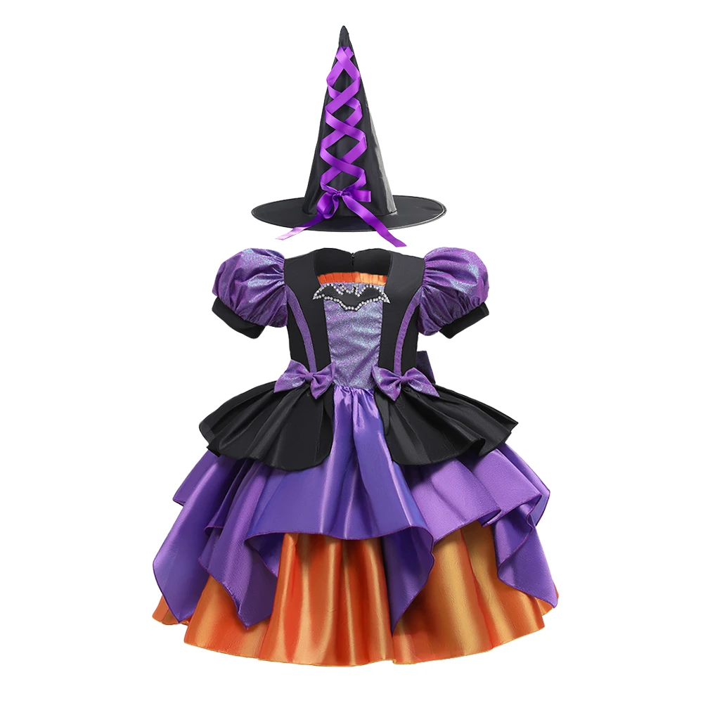 Halloween Girls Witch Dress Carnival Party Toddler Kids Bat Costume Infant Vampirina Dress Up Children Vampire Pumpkin Clothing