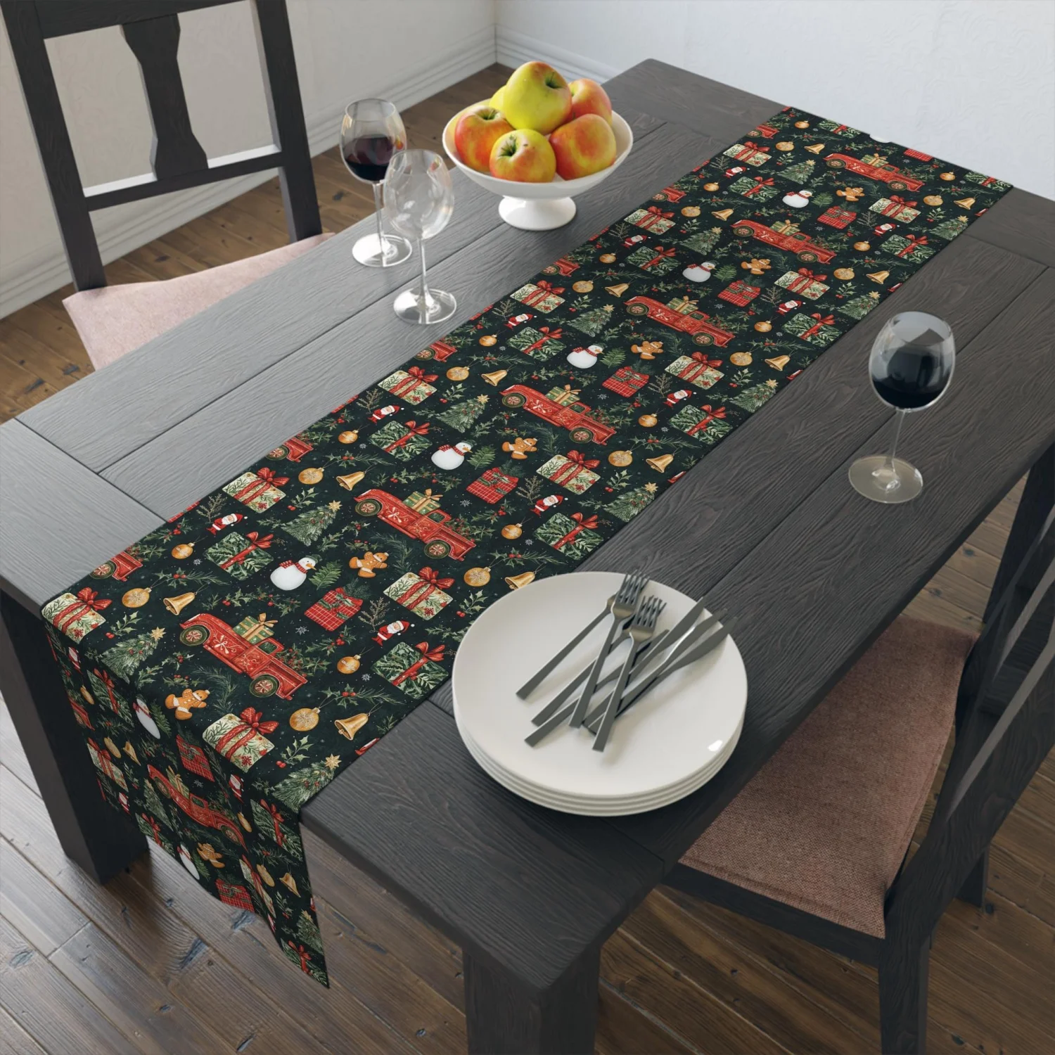 Christmas Table Runner Christmas Eve Table Runner Christmas Tree Table Runner Santa Table Runner