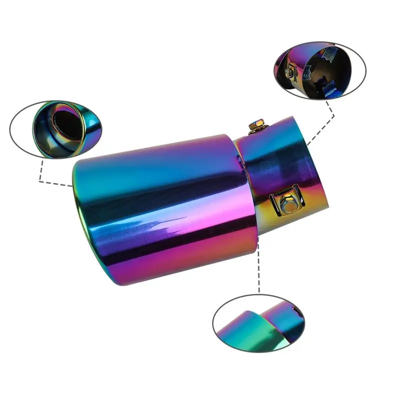 #19J Car Multicolor Round Bend Exhaust Tail Muffler Tip Pipe Universal,Exhaust Tail Muffler Tip Pipe,(Multicolor)