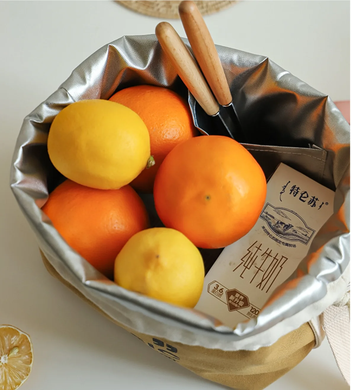 Japanische Lunchtasche aus robustem Canvas für die Arbeit, hält Speisen warm und frisch, tragbar für Studenten, multifunktionale Tragetasche. – Detail 9