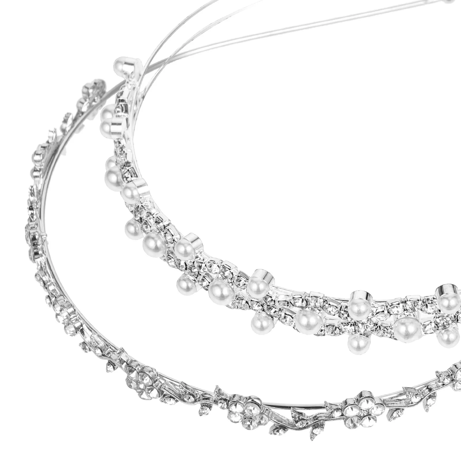 

2Pcs Pearl Rhinestone Bridal Headband Wedding Hair Decor Bride Headpiece Accessories Party Holiday Wedding Headdress