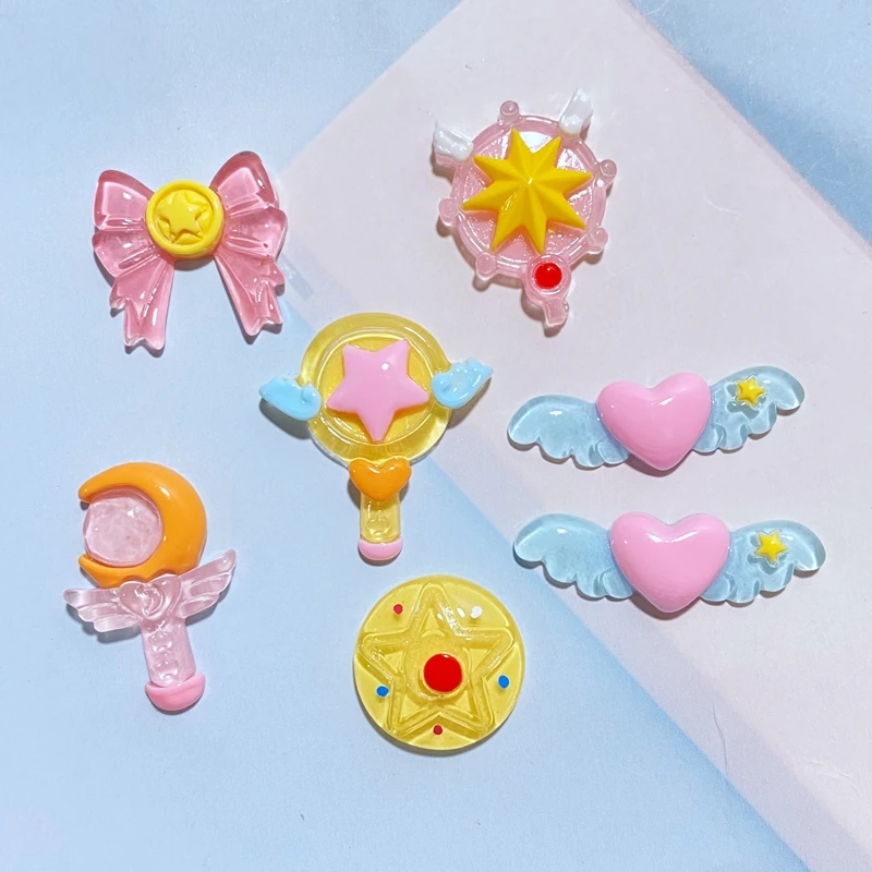 10Pcs New Resin Lovely Cartoon Magic Stick Flat Back Cabochon Scrapbook DIY Embellishments Accessories