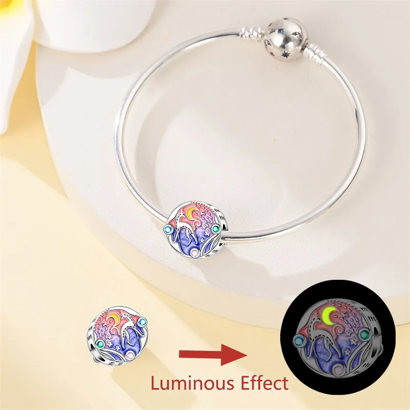 Original 925 Sterling Silver Magic Cat Jungle Charms Beads Zircon Dangle For Women Fine DIY Birthday Party Jewelry Gifts