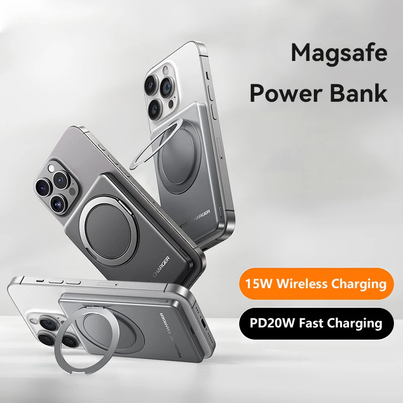 Magnetic Power Bank 10000mAh Wireless Fast Charger with Stand Portable External Battery Powerbank for Magsafe for iPhone Samsung