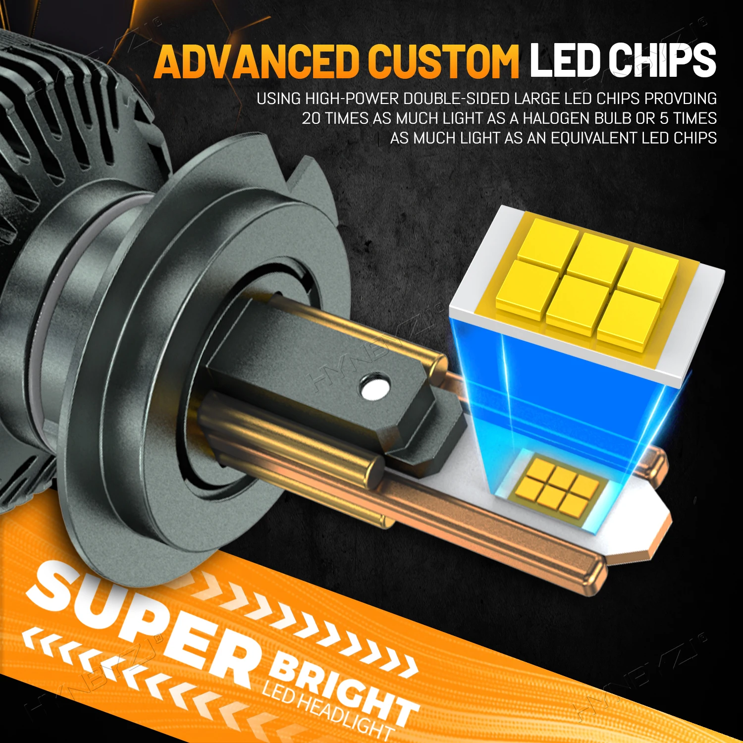 HYNBYZJ 4300k H4 LED Headlight Bulbs 2000000LM H1 H7 H11 9005 9006 Super Bright 6 Copper Tube LED Headlight Bulb 12V 24V