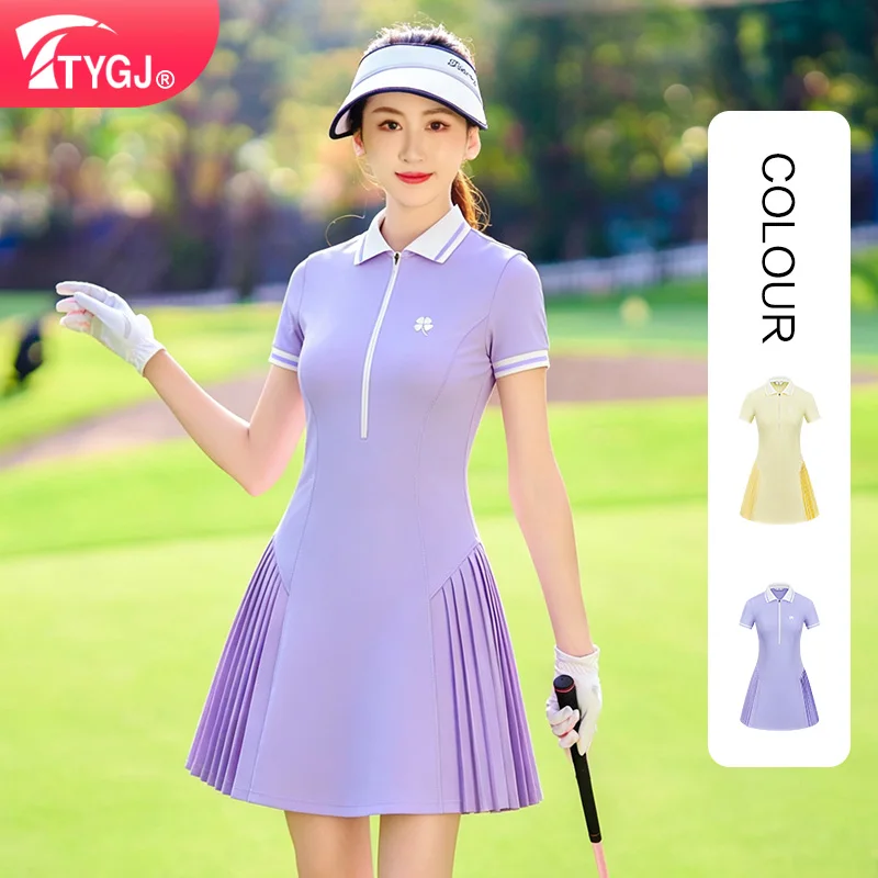 ty-women's-golf-tennis-dress-short-sleeve-polo-collar-pleated-breathable-and-anti-wardrobe-malfunction