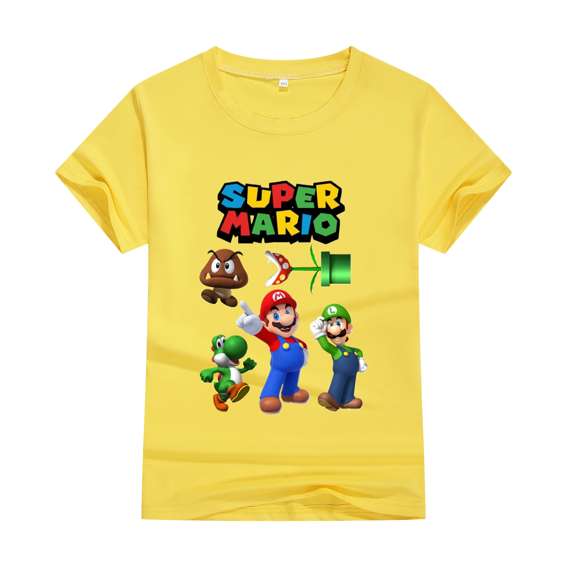 New Super Marios Tshirt Kids Tops Boys Clothes Girls Pure T-shirt Summer Teen Football Jersey Game Anime Fashion Short Sleeve