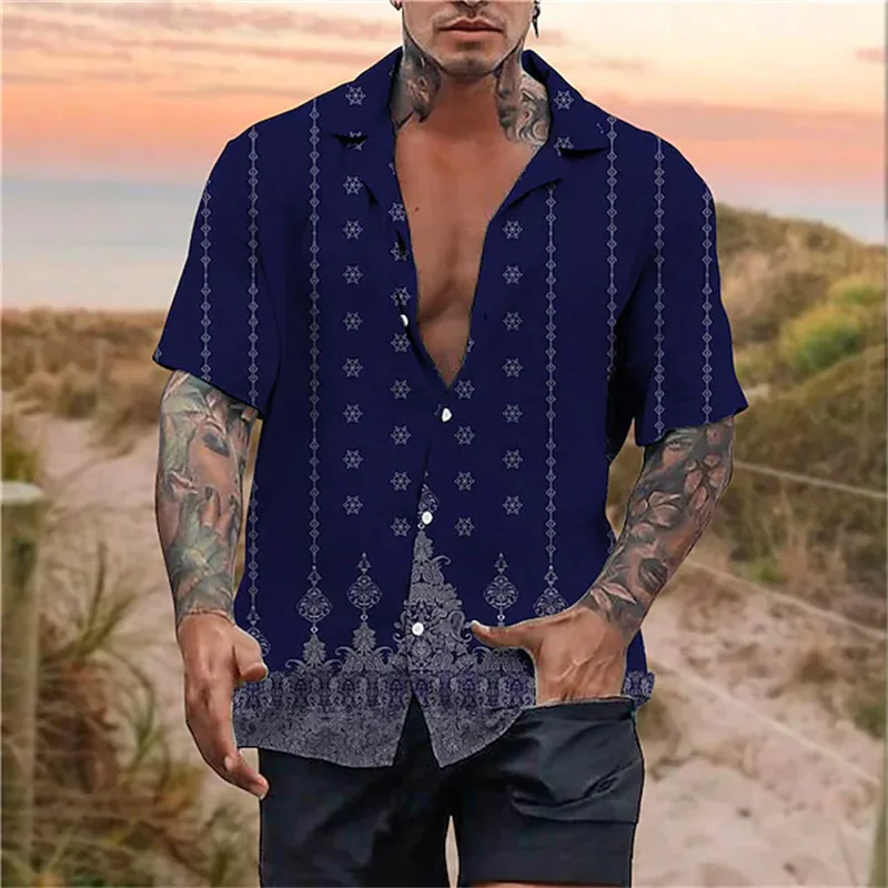 

Fashion 2023 men's shirt Hawaiian shirt flower pattern 3D printing short sleeve button top tropical beach casual shirt XS-5XL