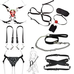 Bdsm Fetish Adult Games SM Bondage Kit Woman Vagina Nipple Clamps Panties Fixed Dildo Necklace Slave Sex Toys Couple Flirt Tool