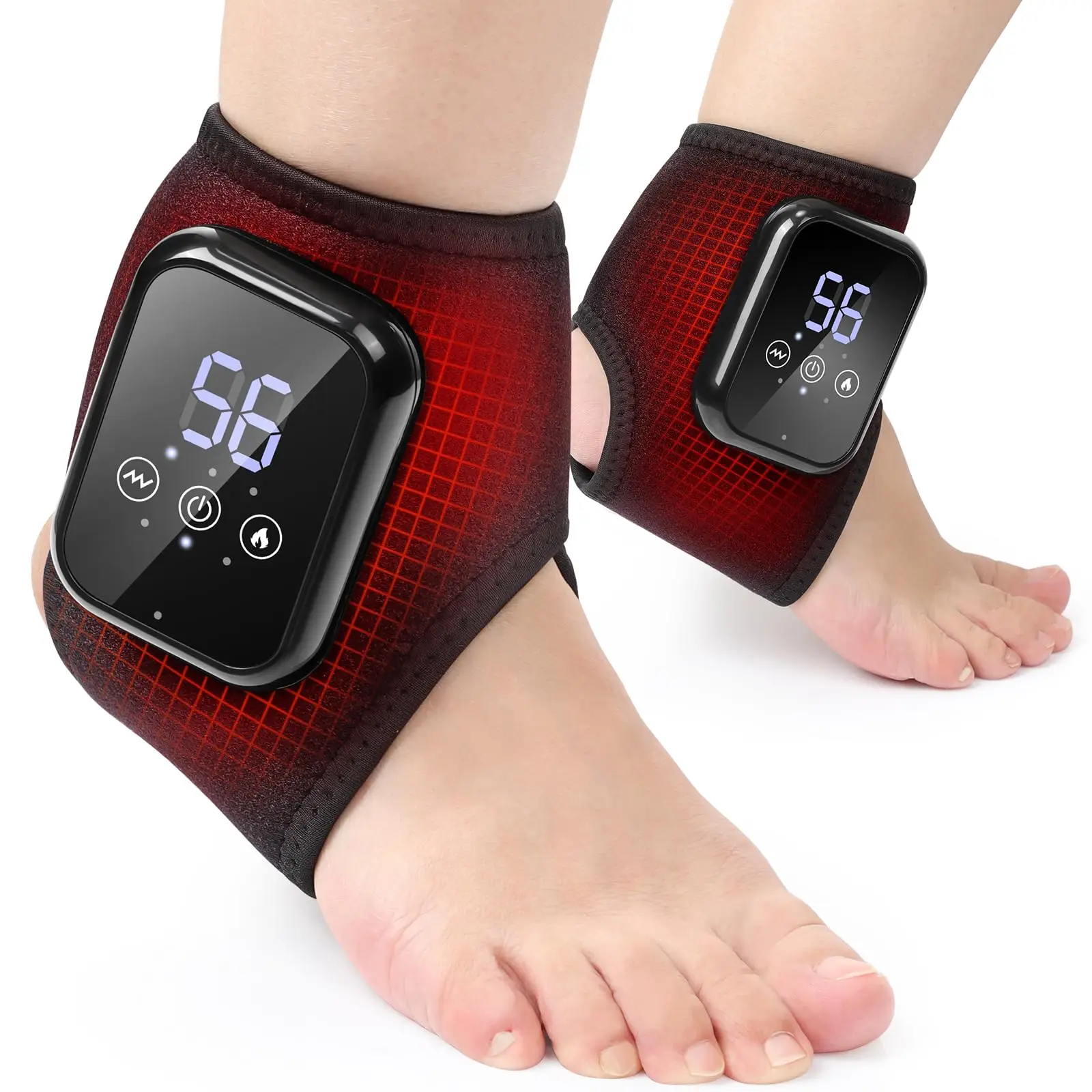 

Foot Massager Electric Ankle Brace with Adjustable Hot Compress Vibration Massage Ankle Guard Band Carpal Tunnel Foot Protection