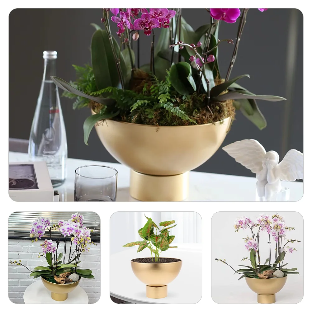 Metal Flower Pot Large Flowerpot Pots for Plants Wrought Iron Indoor Delicate Bonsai Planter Gold Decor