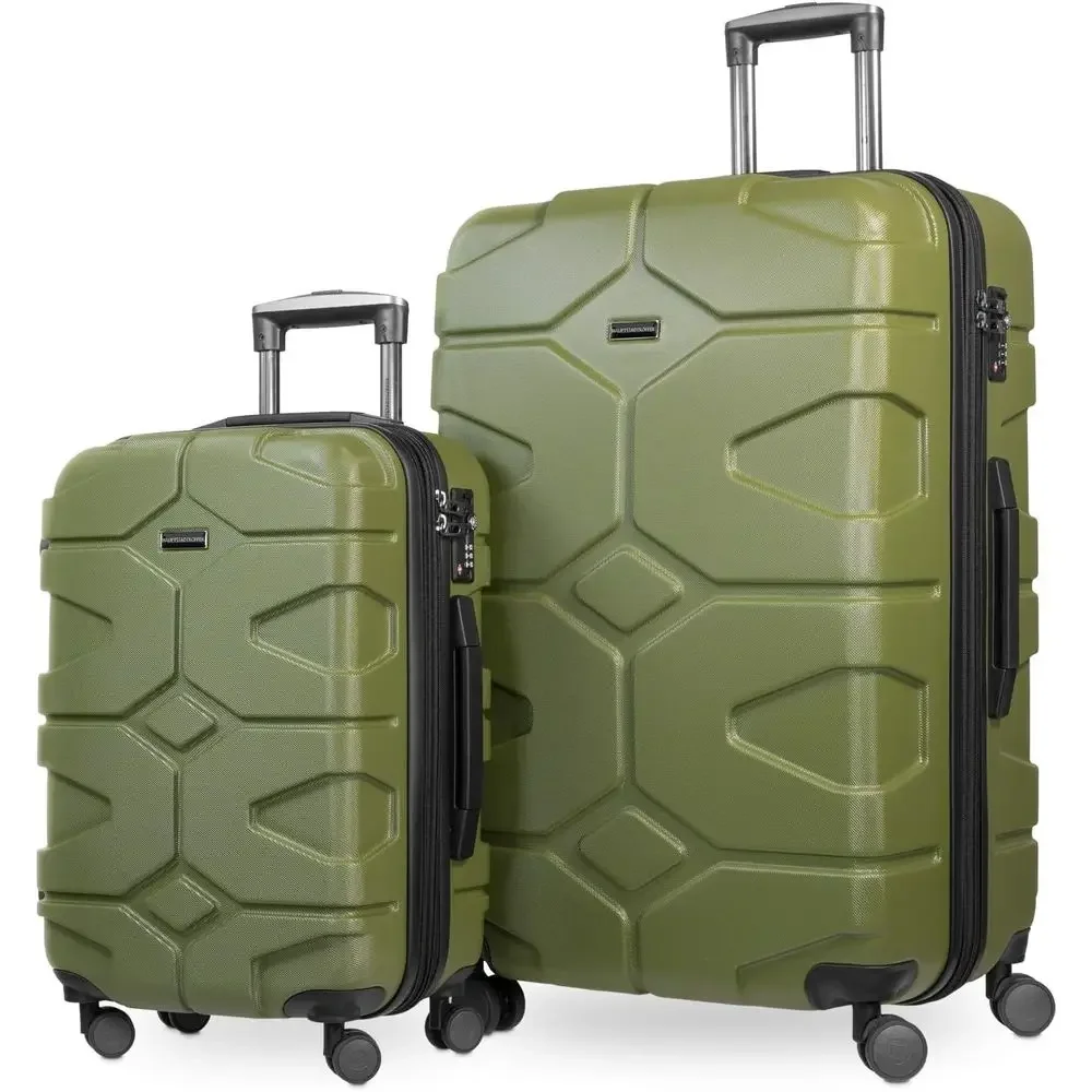 

Расширяемый жесткий чемодан-спиннер с замком TSA, оливково-зеленый, варианты больших и малых размеров