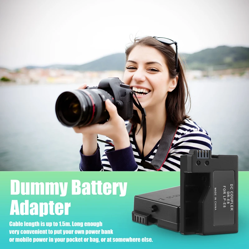 DR-E8 Dummy Battery With DC Power Bank USB Adapter Cable Replacement For LP-E8 For Canon EOS 550D 600D 650D 700D DSLR Cameras