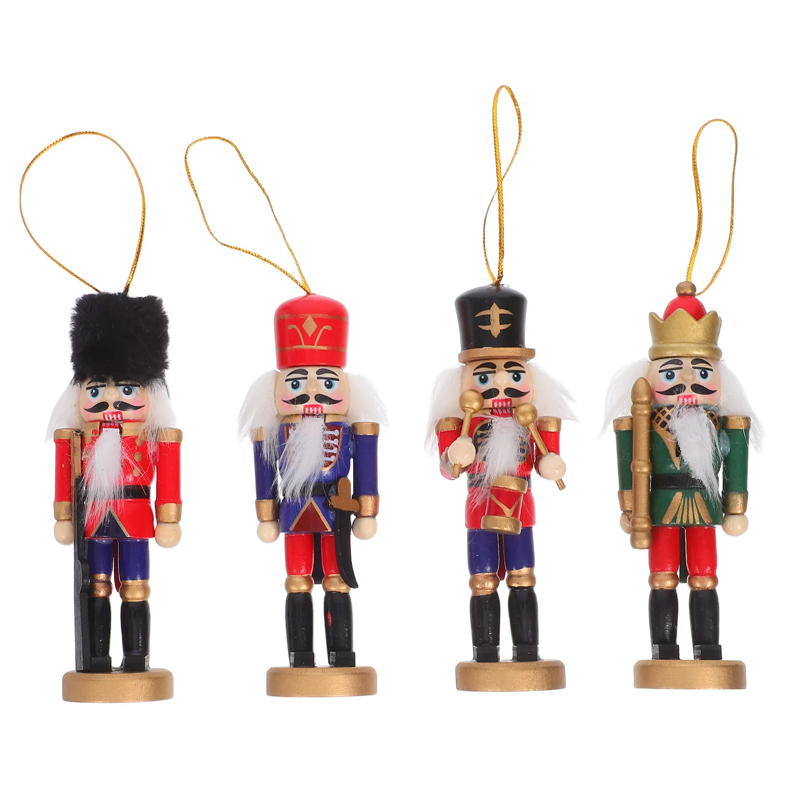 

4Pcs Nutcracker Christmas Decor: Classic Wooden Soldier Figures - Festive Home Ornaments for Desktop Bookshelf Fireplace Xmas