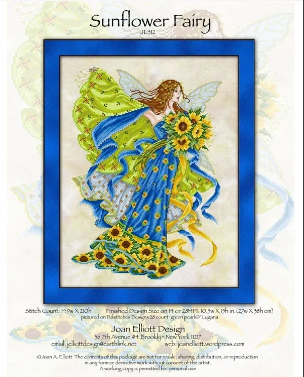 

Cross stitch Kit 14CT Canvas Cross Stitch Embroidery Set Craft -22-Joan Elliott Sunflower Fairy 37-4 Cross Stitch Set