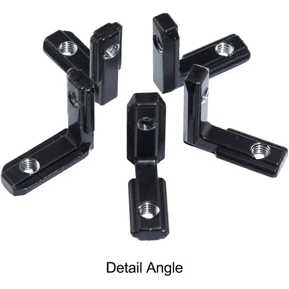 20S L Shape Black Inner Corner Connector Joint Bracket With Screws For 2020 Aluminum Profile With Slot 6Mm