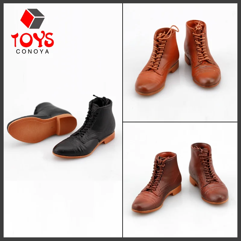 1/6 Scale Male Lace-up Rubber Boots Soldier Solid Shoes Model Fit 12-inch Detachable Feet Action Figure Body Dolls